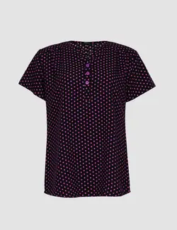 شومیز زنانه سه دکمه خال خالی