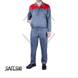 لباس کار کلاسیک آیسان طوسی-قرمز