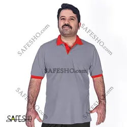 تیشرت کار نخی دورنگ طوسی قرمز