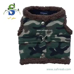 کاپشن پشمی ارتشی پاییزی و زمستانی مناسب سگ و گربه داگی دالی مدل (DCL049) در دو سایز (L,M)