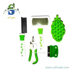 ست 5 تکه برس ، گره باز کن ، ماساژور و ناخن گیر سگ و گربه دی پی اس