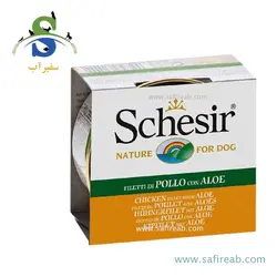 کنسرو سگ با طعم فیله مرغ و آلوئه ورا (150 گرم) شسیر