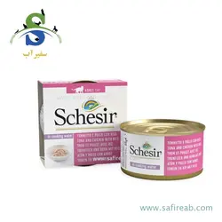 کنسرو گربه با طعم ماهی تن و فیله مرغ و برنج (85 گرم) شسیر