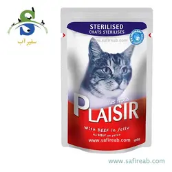 پوچ (سوپ) مخصوص گربه بالغ عقیم شده با گوشت گاو و تکه های کوچک در ژله (100 گرم) پلازیر