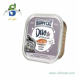 کنسرو گربه با طعم گوشت گوساله و گوشت گوزن (100 گرم) هپی کت