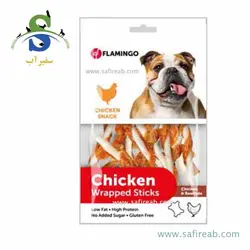 اسنک سگ با طعم استیک راهاید دورپیچ مرغ (65 گرم) فلامینگو