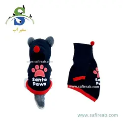 کاپشن تریکو کلاه دار طرح چاپی Santa Paws سگ و گربه (سایز L ، M) چانگ لیر