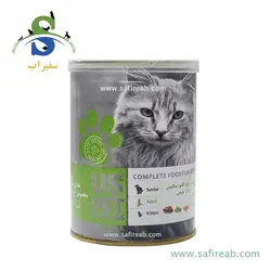 کنسرو گربه بالغ حاوی گوشت مرغ، کدو و ماهی سالمون یو اس پت