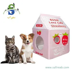 جای خواب سگ و گربه مدل لانه کافه توت فرنگی جیمبو