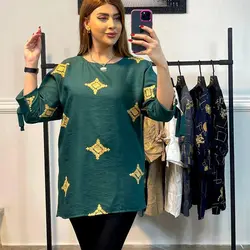 خرید و قیمت تونیک بلند جنس کرسپو آستین سه ربع طرح ستاره