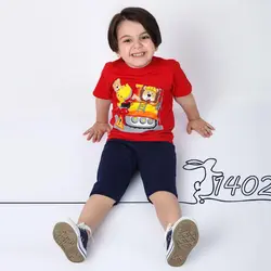 تیشرت شلوارک پسرانه طرح بیل مکانیکی سایز 40 تا 55