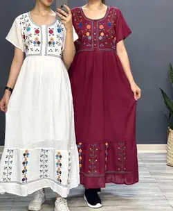 خرید و قیمت پیراهن نخی گلدوزی لاله وارداتی | سلام مامانی