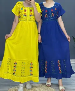 خرید و قیمت پیراهن نخی گلدوزی لاله وارداتی | سلام مامانی