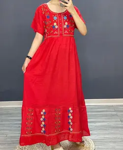 خرید و قیمت پیراهن نخی گلدوزی لاله وارداتی | سلام مامانی