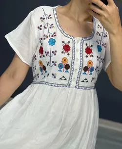 خرید و قیمت پیراهن نخی گلدوزی لاله وارداتی | سلام مامانی