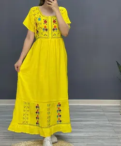 خرید و قیمت پیراهن نخی گلدوزی لاله وارداتی | سلام مامانی