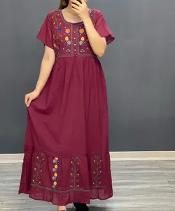 خرید و قیمت پیراهن نخی گلدوزی لاله وارداتی | سلام مامانی