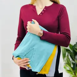 بلوز زنانه یقه دلبری جنس پنبه فانریپ نرمینه| سلام مامانی