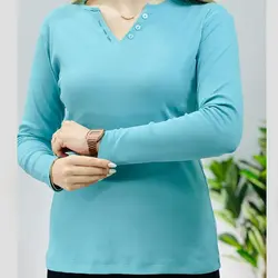 بلوز زنانه یقه دلبری جنس پنبه فانریپ نرمینه| سلام مامانی