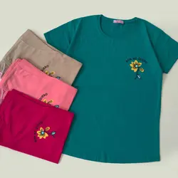 خرید و قیمت تیشرت زنانه طرح  گل بنفشه  / سلام مامانی