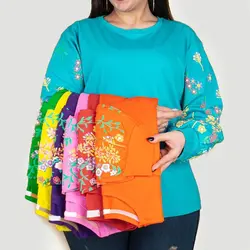 بلوز زنانه آستین پر گل جنس نخ پنبه | سلام مامانی