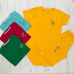 ست تیشرت و شلوار گلدوزی شده شاخه گل