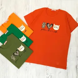 خرید و قیمت تیشرت زنانه طرح فانتزی قلبی پلنگی