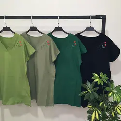 خرید و قیمت تیشرت زنانه یقه هفت گلدوزی شده رزیتا