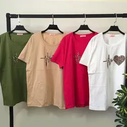 خرید و قیمت تیشرت زنانه طرح ضربان قلب پلنگی