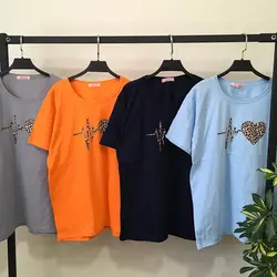 خرید و قیمت تیشرت زنانه طرح ضربان قلب پلنگی