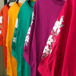 خرید و قیمت تیشرت زنانه آستین سه ربع گلدار چاپی