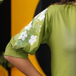 خرید و قیمت تیشرت زنانه آستین سه ربع گلدار چاپی
