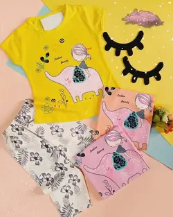 تیشرت شلوارک برمودا دخترانه سایز 40 تا 50 | سلام مامانی