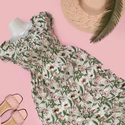 خرید و قیمت پیراهن نخی ساحلی طرح گل‌های بهاری | سلام مامانی