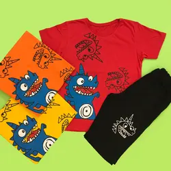 خرید و قیمت ست تیشرت شلوارک پسرانه سایز 40 تا 55 طرح هیولا