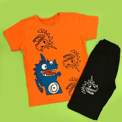 خرید و قیمت ست تیشرت شلوارک پسرانه سایز 40 تا 55 طرح هیولا