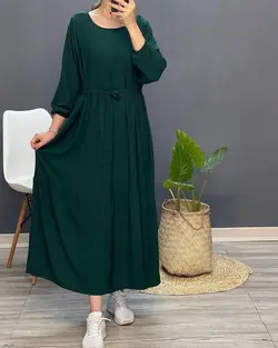 خرید و قیمت پیراهن ساحلی نخی کمربند دار مناسب سایز 38 تا 50