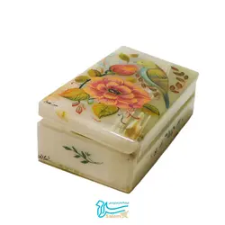 جعبه مرمر طرح گل و مرغ پرکار سایز 7 در 12 سانتی متر