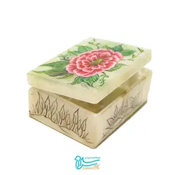 جعبه مرمر طرح گل و مرغ پرکار سایز 5 در 7 سانتی متر