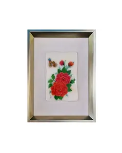 قاب چوبی سنگ مرمر 24*18 گل و مرغ پرکار