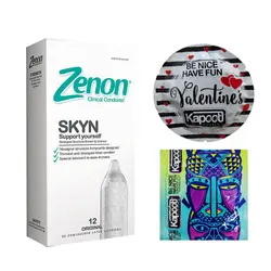 کاندوم زنون مدل SKIN بسته 12 عددی  به همراه کاندوم کاپوت مجموعه 2 عددی