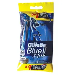 خود تراش ژیلت 5 عددی مدل Blue 2 Plus به همراه یک عدد Blue 3