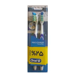 مسواک اورال-بی سری Pro Expert Crossaction مدل Extera clean  با برس متوسط – بسته 2 عددی                             Oral-B Pro Expert Extra Crossaction Soft Extera clean Toothbrush