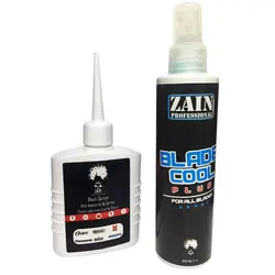 اسپری خنک کننده ماشین اصلاح زاین مدل plus حجم 200 میلی لیتر به همراه سرم تیغه کد 002 حجم 80 میلی لیتر