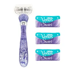 خود تراش ژیلت مدل Venus Swiral به همراه تیغ یدک مدل SW0069 بسته 3 عددی