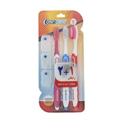 مسواک کانفیدنت سری NewDent مدل Bristles با برس نرم بسته 3 عددی                             Confident Newdent Series Bristles Soft Toothbrush Pack Of 3
