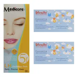 تست تخمک گذاری مدیکور مدل LH بسته 5 عددی به همراه  بی بی چک وندفو مدل SEGAL مجموعه 2 عددی