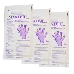 دستکش جراحی مکستر کد 4488 سایز 7 بسته 3 عددی