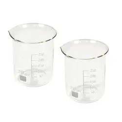 بشر آزمایشگاه مدل beaker ظرفیت 250 میلی لیتر بسته 2 عددی
