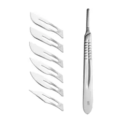 دسته تیغ جراحی ریبل شماره 4 مدل MJNQ69 به همراه تیغ استریل ریبل کد SKJQ002369 بسته 6 عددی